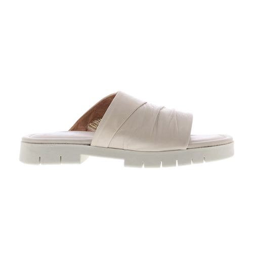 Miz Mooz Claribel Womens Beige Leather Slip On Slides Sandals Shoes