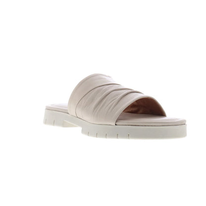 Miz Mooz Claribel Womens Beige Leather Slip On Slides Sandals Shoes