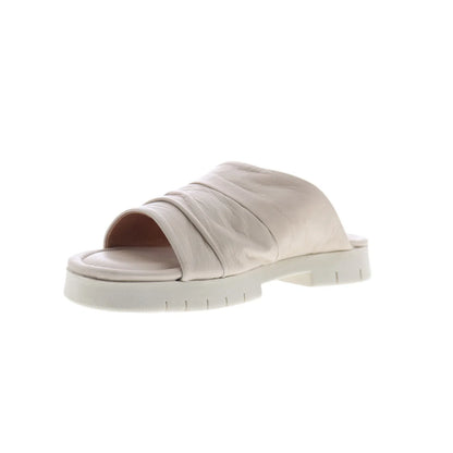 Miz Mooz Claribel Womens Beige Leather Slip On Slides Sandals Shoes