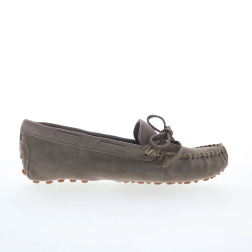 Minnetonka Classic Driver 698C Womens Gray Suede Loafer Flats Shoes