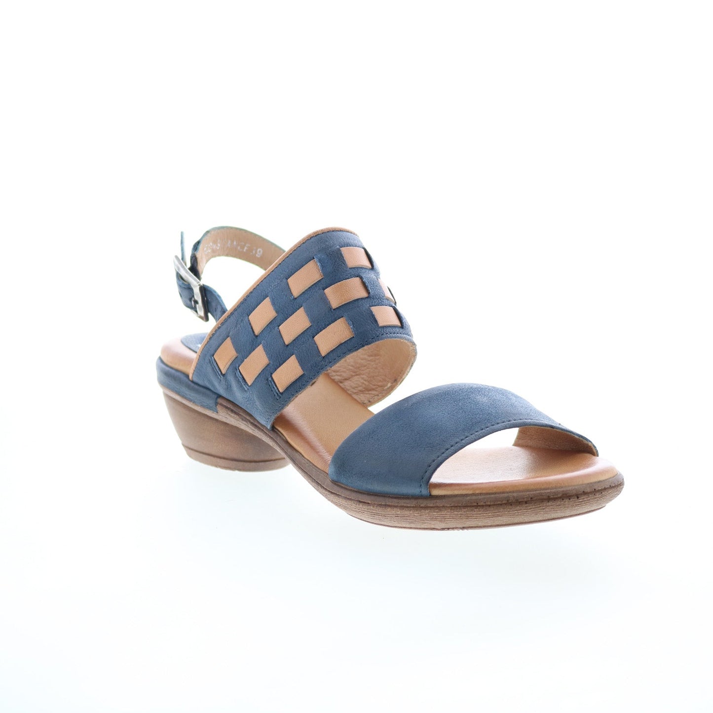 Miz Mooz Constance Womens Blue Leather Hook & Loop Strap Sandals Shoes