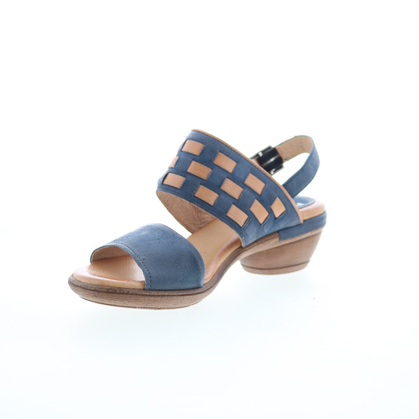 Miz Mooz Constance Womens Blue Leather Hook & Loop Strap Sandals Shoes