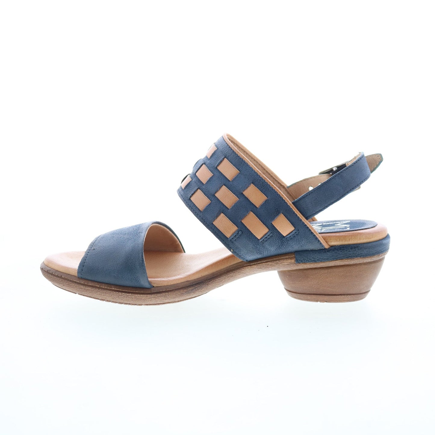 Miz Mooz Constance Womens Blue Leather Hook & Loop Strap Sandals Shoes