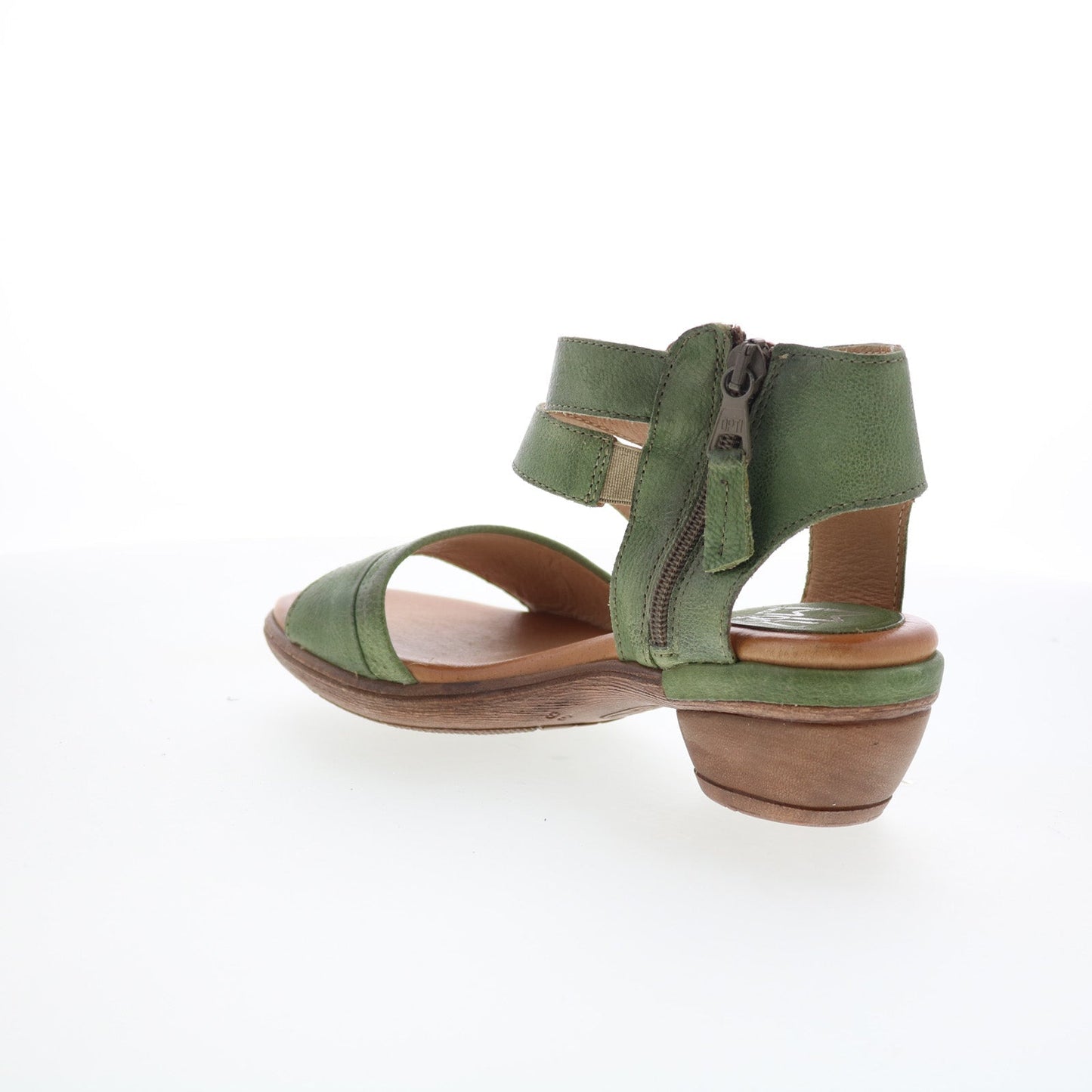Miz Mooz Coolidge Womens Green Leather Hook & Loop Heeled Sandals Shoes