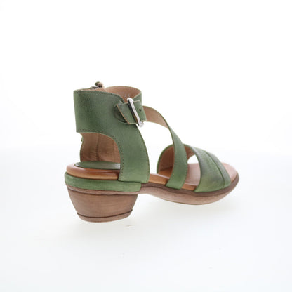 Miz Mooz Coolidge Womens Green Leather Hook & Loop Heeled Sandals Shoes