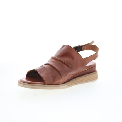 Miz Mooz Cornwall Womens Brown Leather Hook & Loop Strap Sandals Shoes