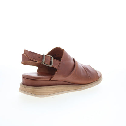 Miz Mooz Cornwall Womens Brown Leather Hook & Loop Strap Sandals Shoes