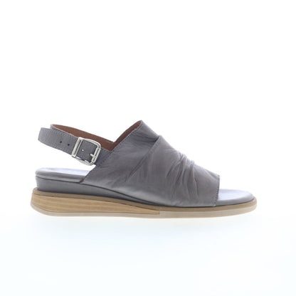 Miz Mooz Cornwall Womens Gray Leather Hook & Loop Strap Sandals Shoes