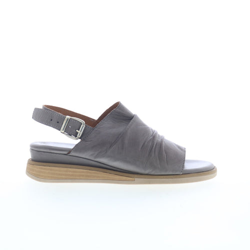 Miz Mooz Cornwall Womens Gray Leather Hook & Loop Strap Sandals Shoes