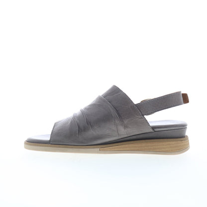 Miz Mooz Cornwall Womens Gray Leather Hook & Loop Strap Sandals Shoes