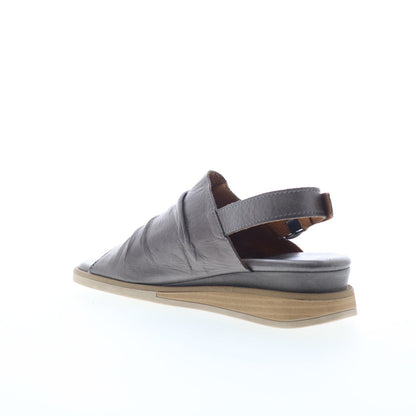Miz Mooz Cornwall Womens Gray Leather Hook & Loop Strap Sandals Shoes