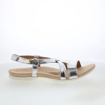 Spenco Cross-Strap Chrome SP1034CSR Womens Silver Strap Sandals Shoes