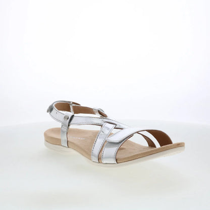 Spenco Cross-Strap Chrome SP1034CSR Womens Silver Strap Sandals Shoes