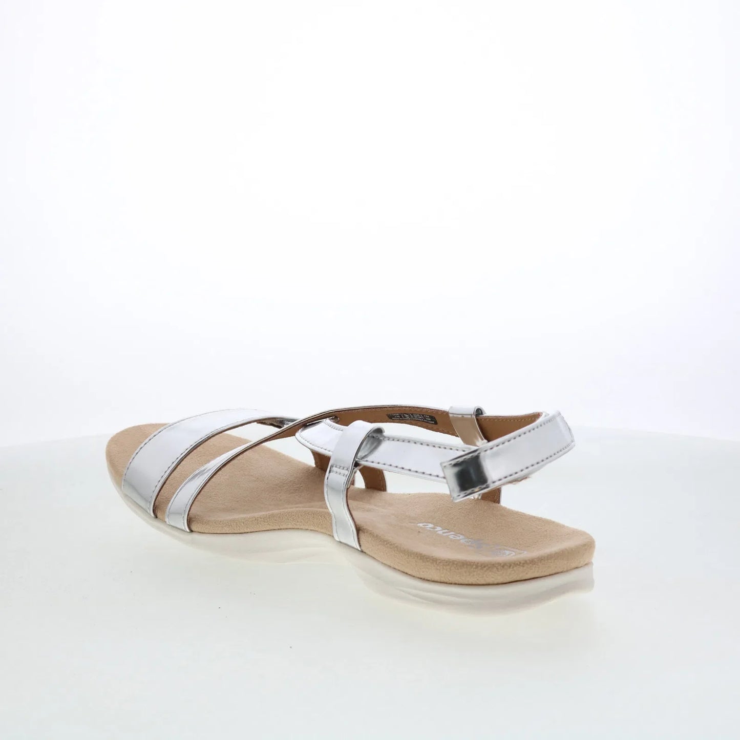 Spenco Cross-Strap Chrome SP1034CSR Womens Silver Strap Sandals Shoes