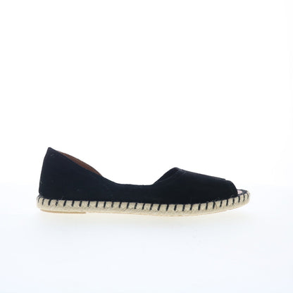 Miz Mooz Cruze Womens Black Suede Slip On Espadrille Flats Shoes
