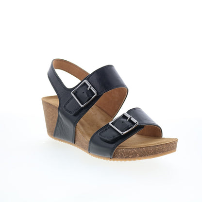 Comfortiva Erlina CT00495 Womens Black Wide Leather Wedges Sandals Shoes