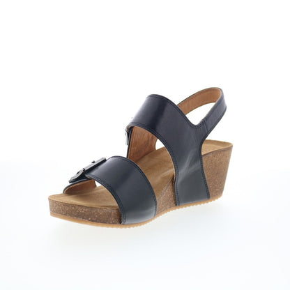 Comfortiva Erlina CT00495 Womens Black Wide Leather Wedges Sandals Shoes