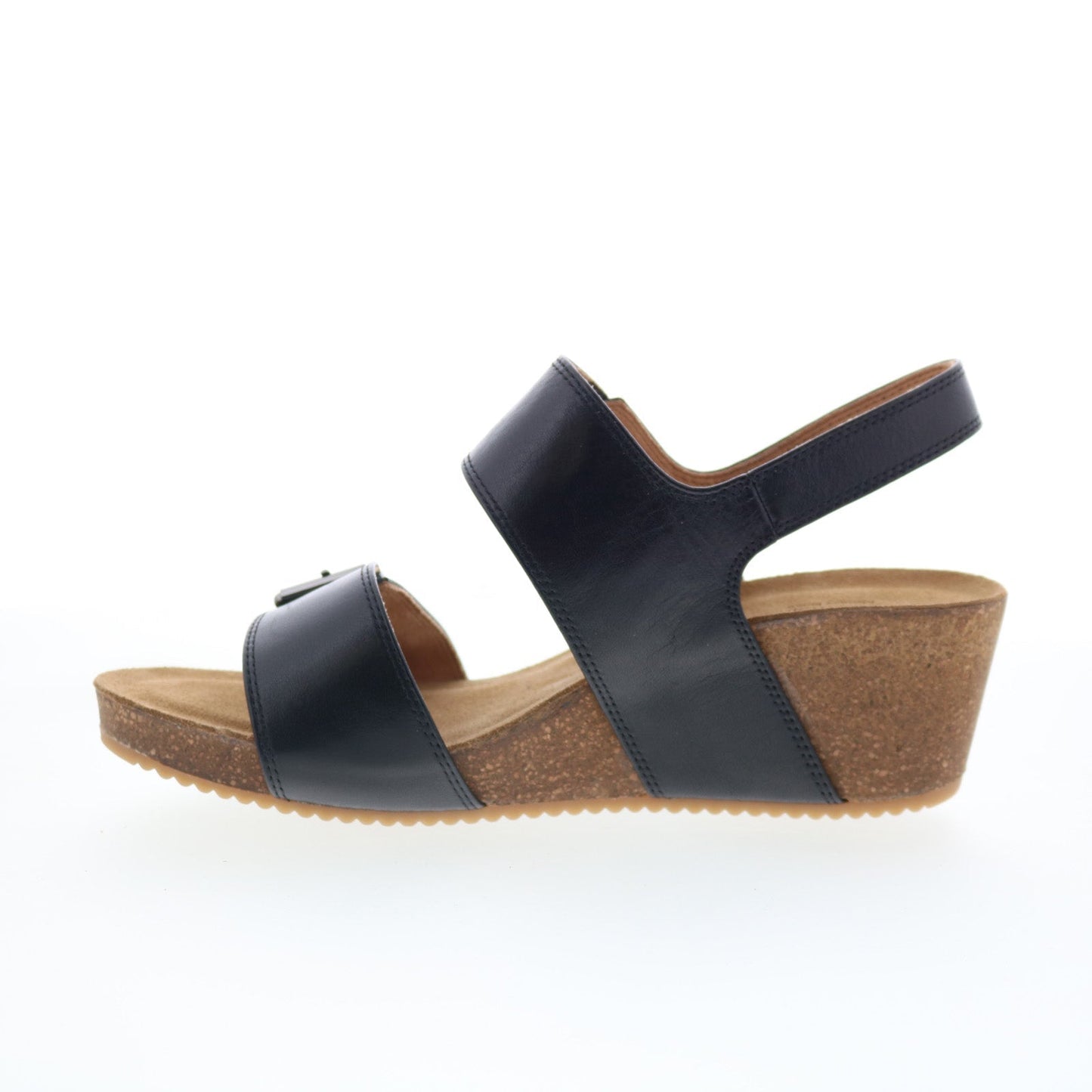 Comfortiva Erlina CT00495 Womens Black Wide Leather Wedges Sandals Shoes