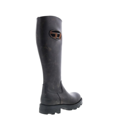 Diesel D-Hammer HB D W Womens Black Leather Zipper Knee High Boots