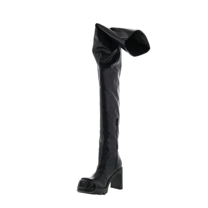 Diesel D-Hammer TBT D W Womens Black Leather Over The Knee Boots