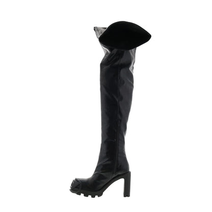 Diesel D-Hammer TBT D W Womens Black Leather Over The Knee Boots