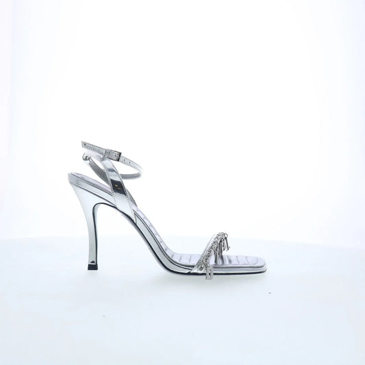 Diesel D-Vina SDL Y03303-P2345-T9002 Womens Silver Strap Heels Shoes
