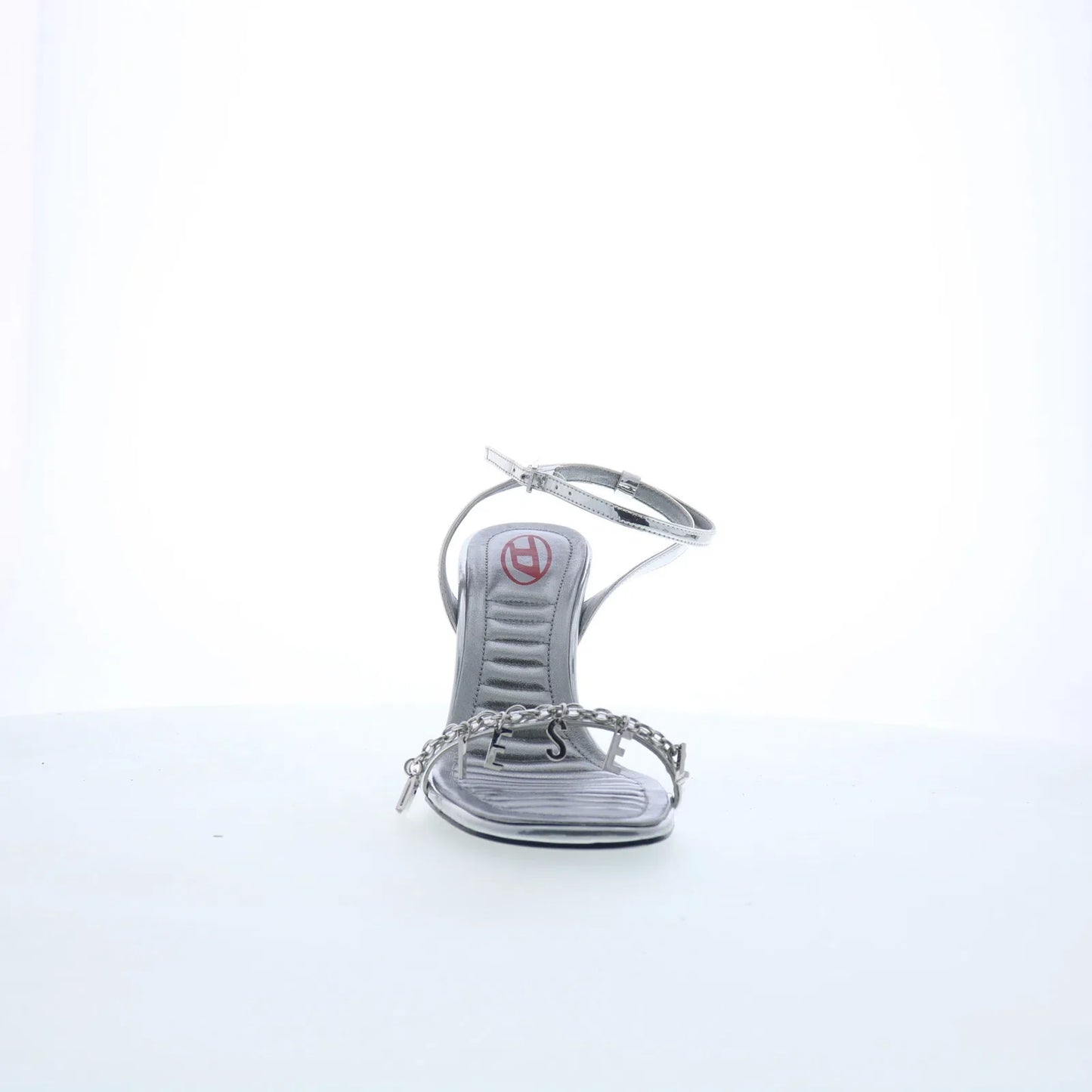 Diesel D-Vina SDL Y03303-P2345-T9002 Womens Silver Strap Heels Shoes