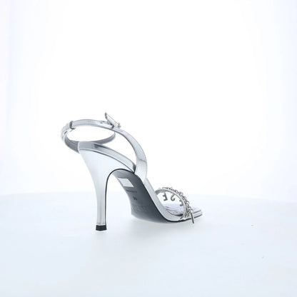 Diesel D-Vina SDL Y03303-P2345-T9002 Womens Silver Strap Heels Shoes
