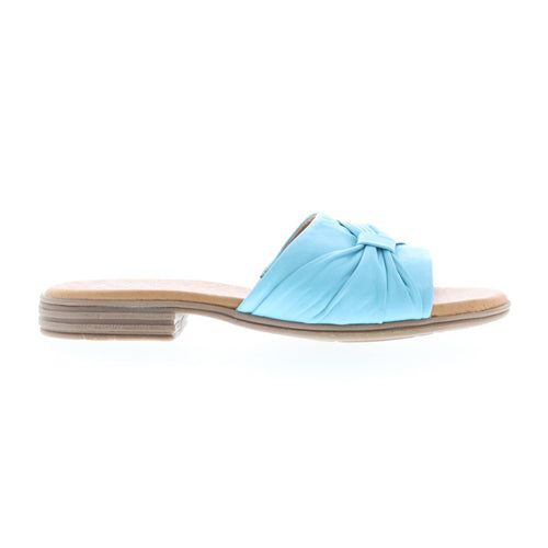 Miz Mooz Daisey Womens Blue Leather Slip On Slides Sandals Shoes