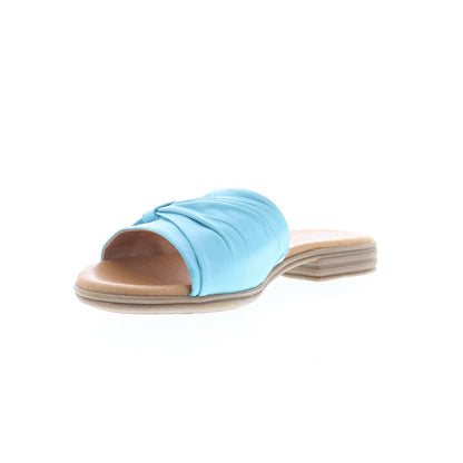 Miz Mooz Daisey Womens Blue Leather Slip On Slides Sandals Shoes