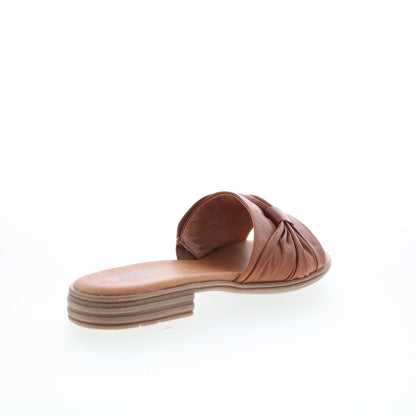Miz Mooz Daisey Womens Brown Leather Slip On Slides Sandals Shoes