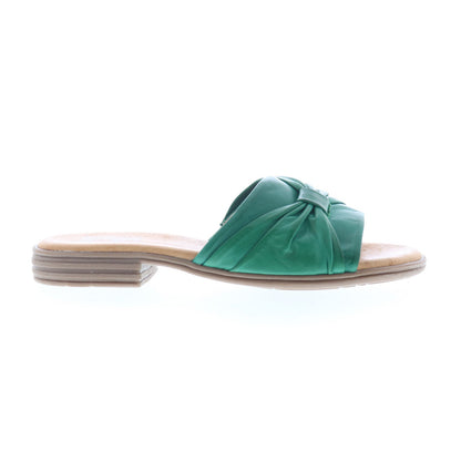 Miz Mooz Daisey Womens Green Leather Slip On Slides Sandals Shoes