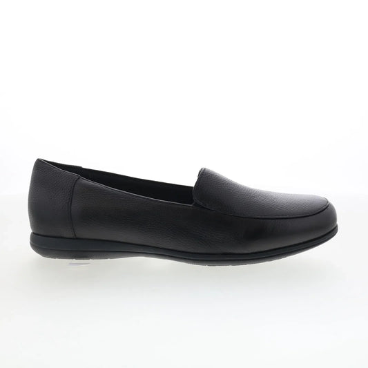 Trotters Deanna T2055-001 Womens Black Leather Slip On Loafer Flats Shoes