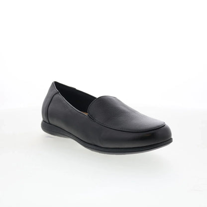 Trotters Deanna T2055-001 Womens Black Leather Slip On Loafer Flats Shoes