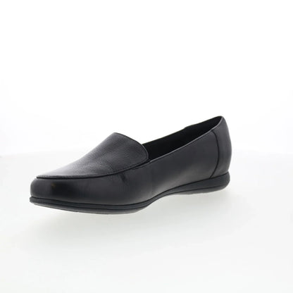 Trotters Deanna T2055-001 Womens Black Leather Slip On Loafer Flats Shoes