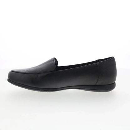 Trotters Deanna T2055-001 Womens Black Leather Slip On Loafer Flats Shoes