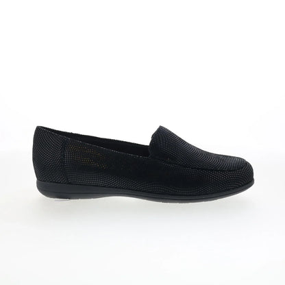 Trotters Deanna T2055-004 Womens Black Leather Slip On Loafer Flats Shoes