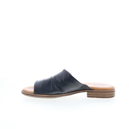 Miz Mooz Delilah Womens Black Leather Slip On Slides Sandals Shoes