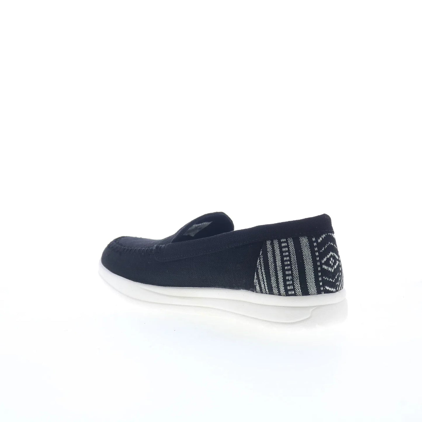 Minnetonka Discover 61060 Womens Black Canvas Slip On Loafer Flats Shoes