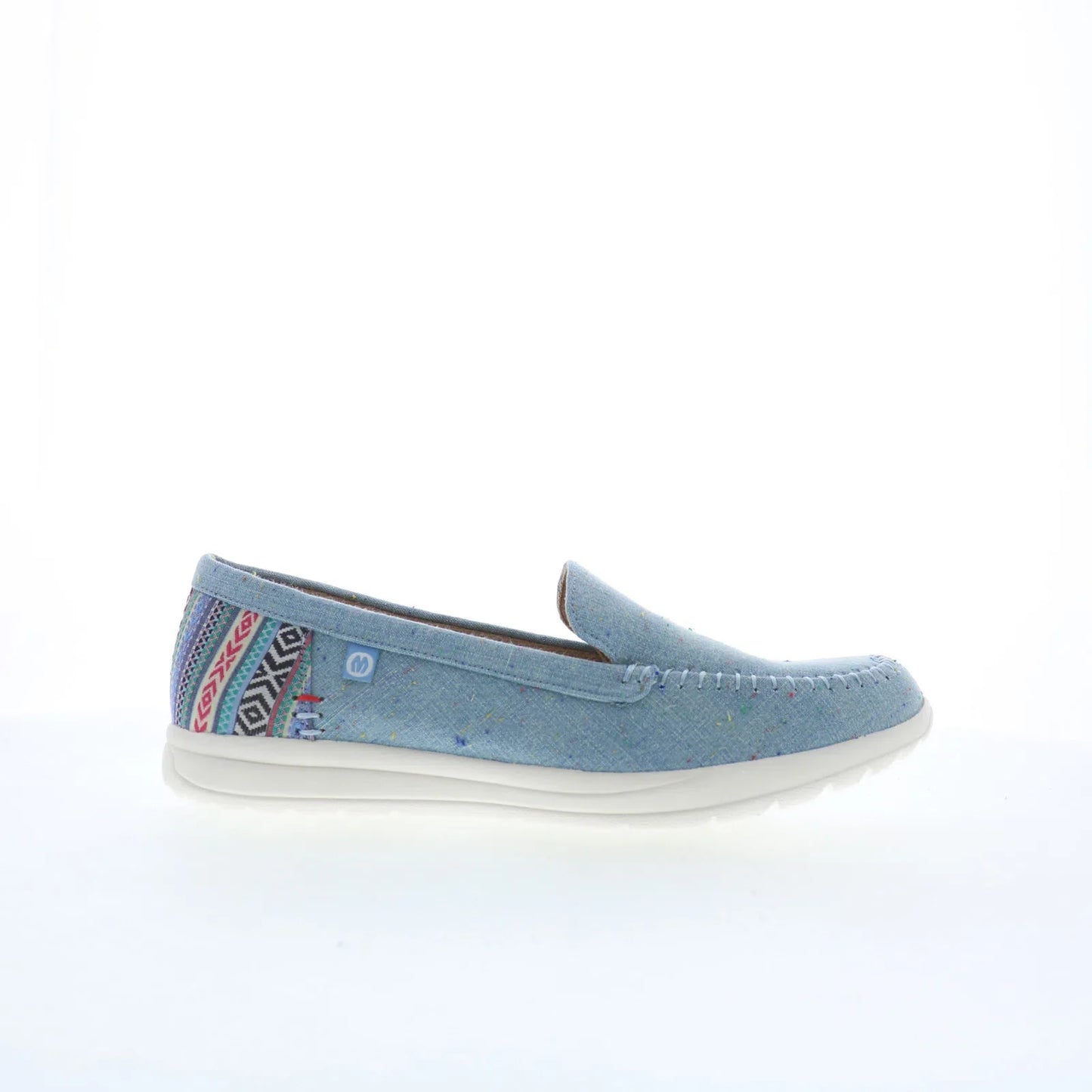 Minnetonka Discover 61065 Womens Blue Canvas Slip On Loafer Flats Shoes