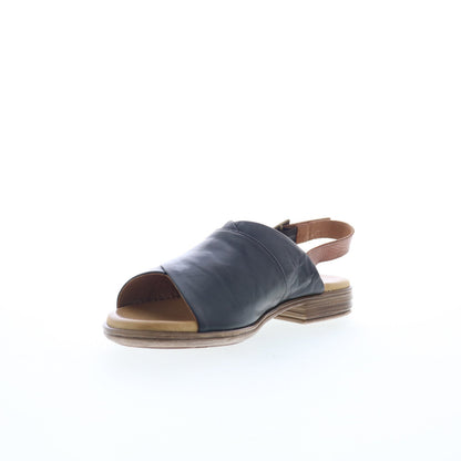 Miz Mooz Dorothy Womens Black Leather Hook & Loop Slingback Sandals Shoes