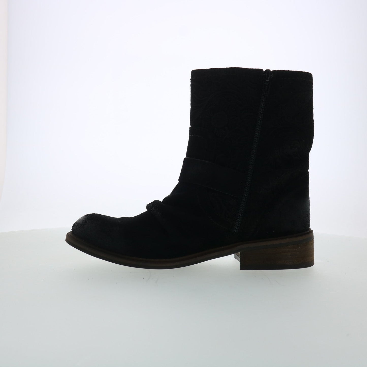 Miz Mooz Draper Womens Black Suede Zipper Casual Dress Boots