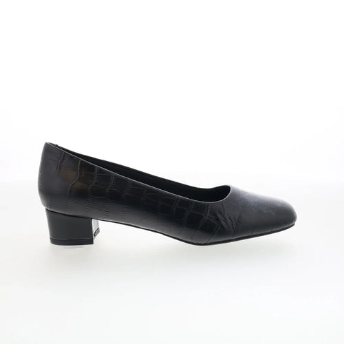 Trotters Dream T2302-011 Womens Black Leather Slip On Pumps Heels Shoes