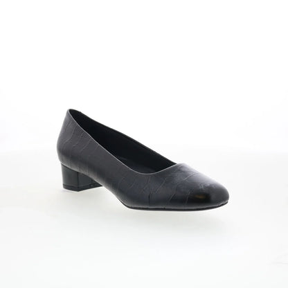 Trotters Dream T2302-011 Womens Black Leather Slip On Pumps Heels Shoes