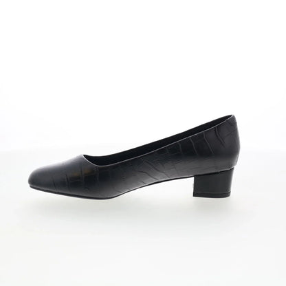 Trotters Dream T2302-011 Womens Black Leather Slip On Pumps Heels Shoes