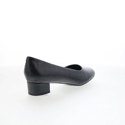 Trotters Dream T2302-011 Womens Black Leather Slip On Pumps Heels Shoes