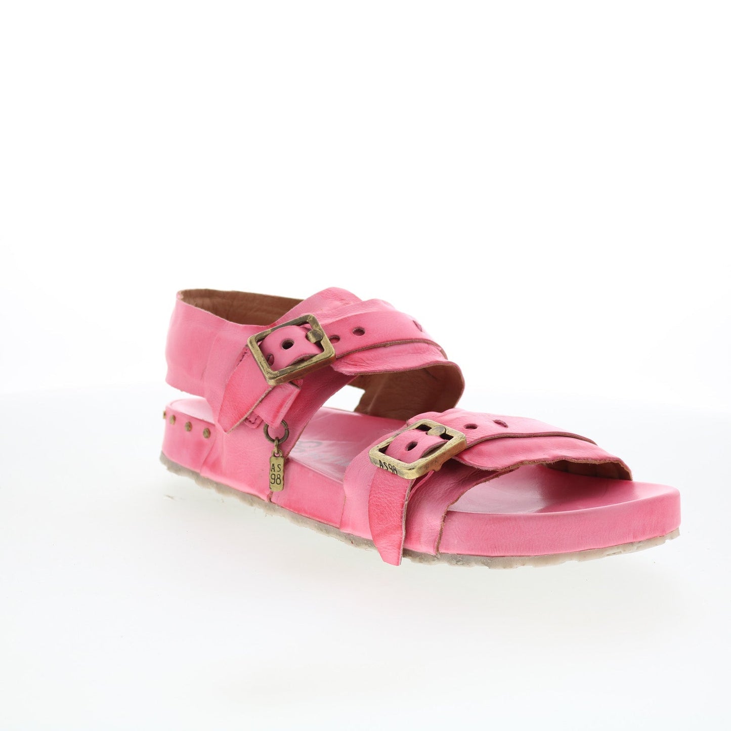 A.S. 98 Eastman Womens Pink Leather Hook & Loop Strap Sandals Shoes
