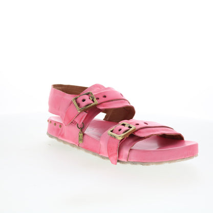 A.S. 98 Eastman Womens Pink Leather Hook & Loop Strap Sandals Shoes