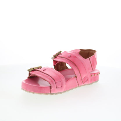 A.S. 98 Eastman Womens Pink Leather Hook & Loop Strap Sandals Shoes