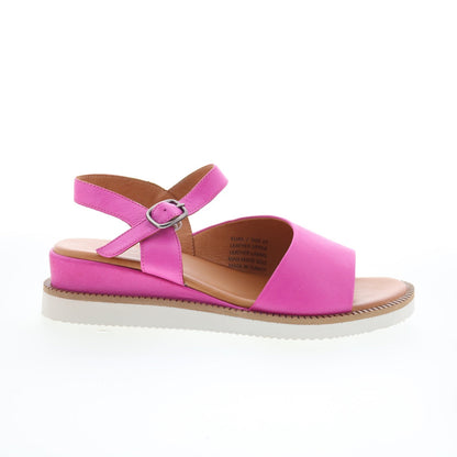 Miz Mooz Elias Womens Pink Leather Hook & Loop Strap Sandals Shoes